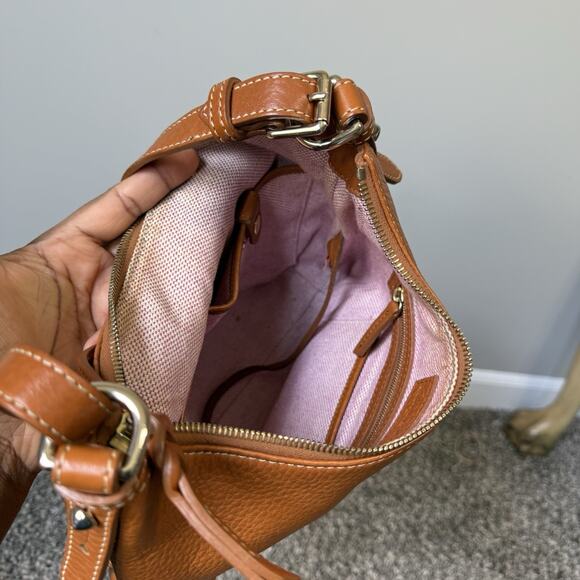 Dooney & Bourke Dillen Hobo Pebbled Camel Brown Leather Shoulder Bag Purse